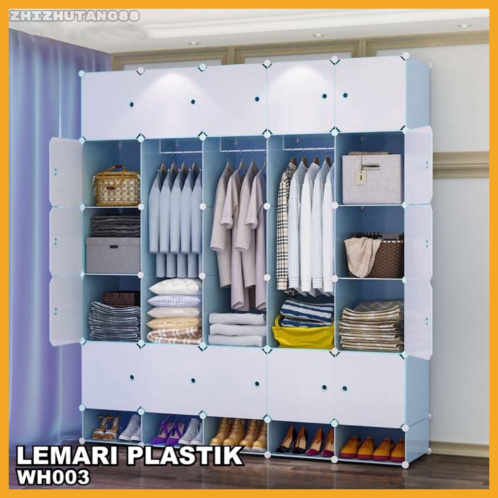 Lemari baju Lemari Pakaian Portable 25 Pintu 5 Rak Sepatu 3 Gantungan Lemari Serbaguna Lemari Polos lemari kuat dan kokoh