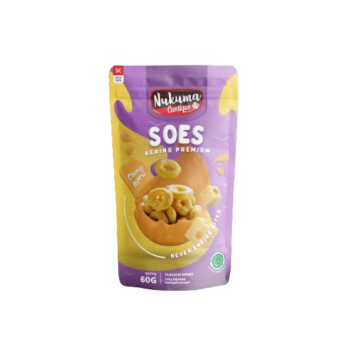 

Nukuma Cantique Soes Kering Premium Varian Cheesy Lover Kemasan Trendy 55 gr