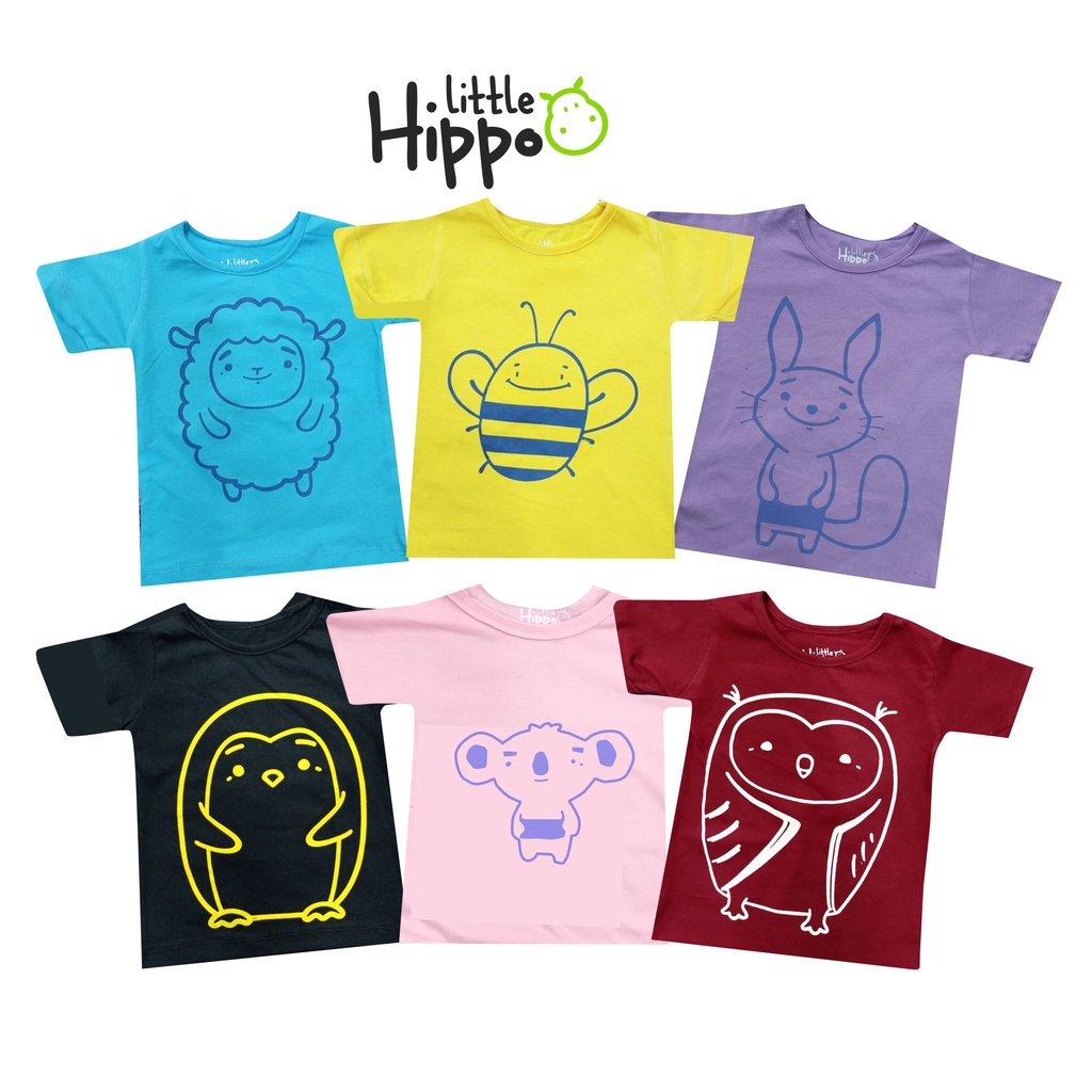 Baju Atasan Pendek Anak Anak Little Hippo Kaos Atasan Pendek Anak Laki Laki Perempuan LittleHippo Premium Kaos