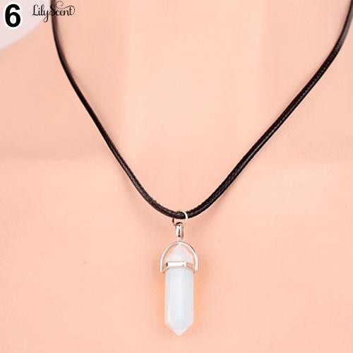 Faux Gemstone Batu Natural Quartz Healing Titik Chakra Reiki Rope Necklace