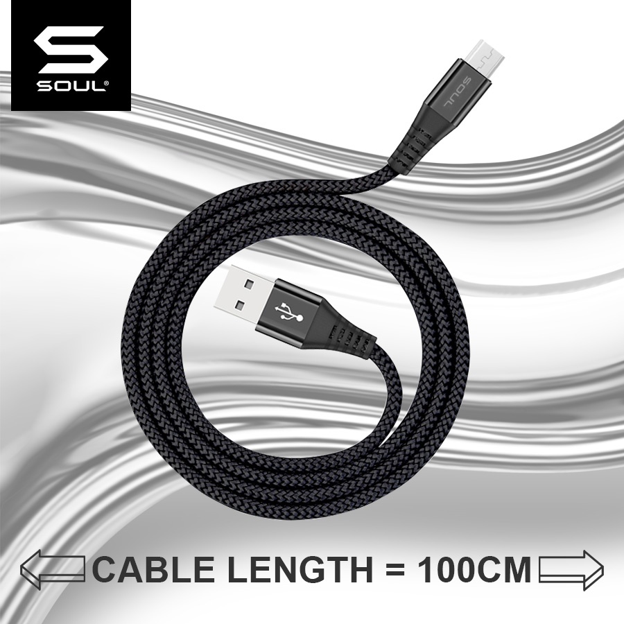 SOUL SE130 Kabel Data Micro-USB 10W Fast Charging 1 Meter Hitam