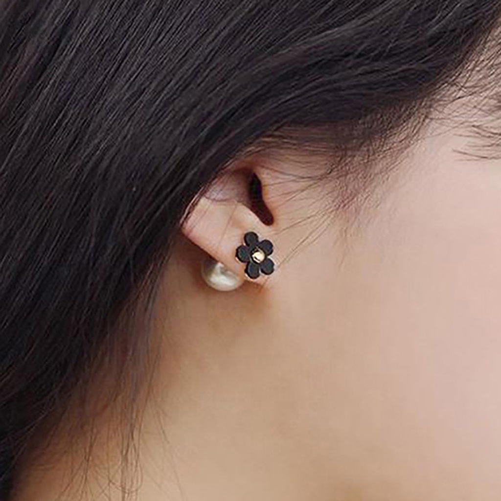 Hu Hu Hu Hu Hu Alat Bantu Pasang Kacamata♡ Anting Stud Desain Bunga Dua Sisi Untuk Pernikahan