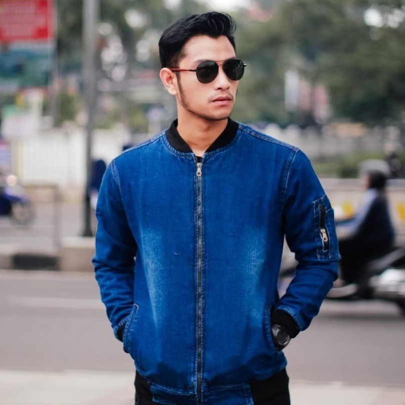 [SIAP KIRIM] JAKET JEANS PRIA POLOS BOMBER DENIM THE BERY ORIGINAL MURAH MOTOR TERLARIS THEBERY