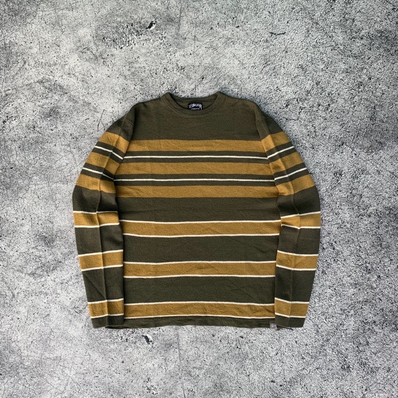 Vtg 90's Stussy Sweatshirt❗️THRIFT❗️ Sweater Rajut Vintage Cardigan Premium Crop Oversize Knitwear S