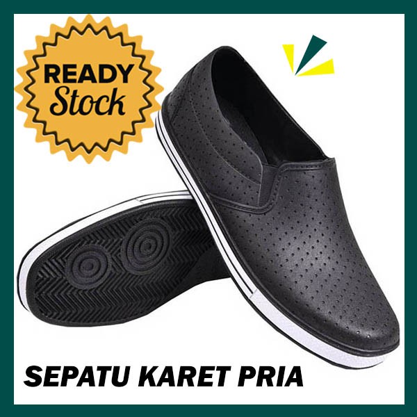 ATT Sepatu Pria Kerja Pantofel Karet Anti Air SAF 1115 Slip On List Putih Nyaman Awet Waterproof
