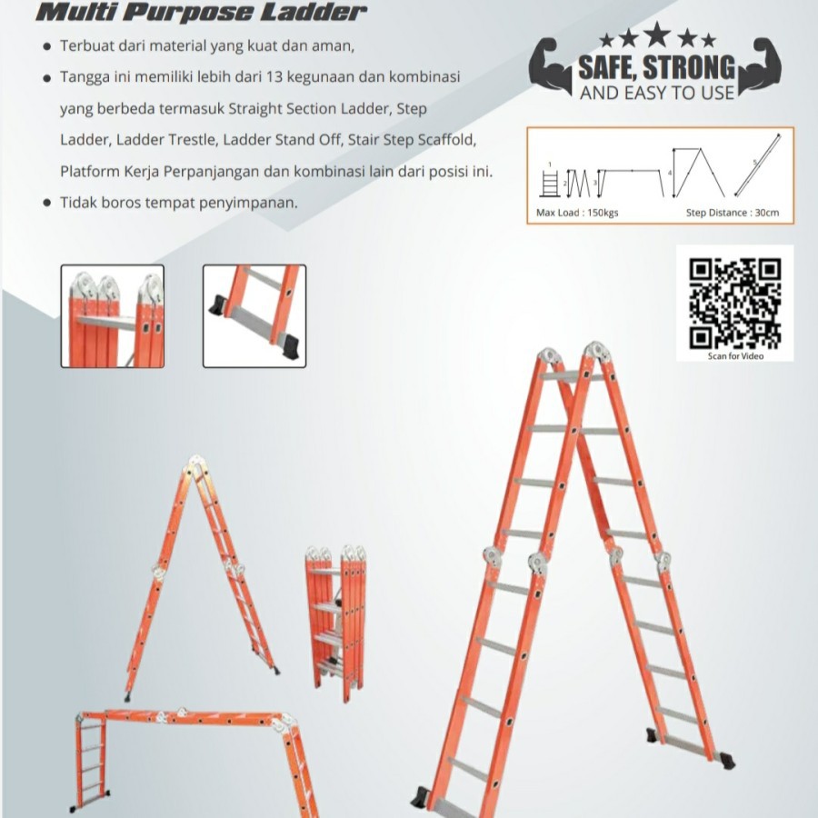 BLACKFOOT Tangga Lipat Multifungsi Multi fungsi 4 x 3 3.5 M meter