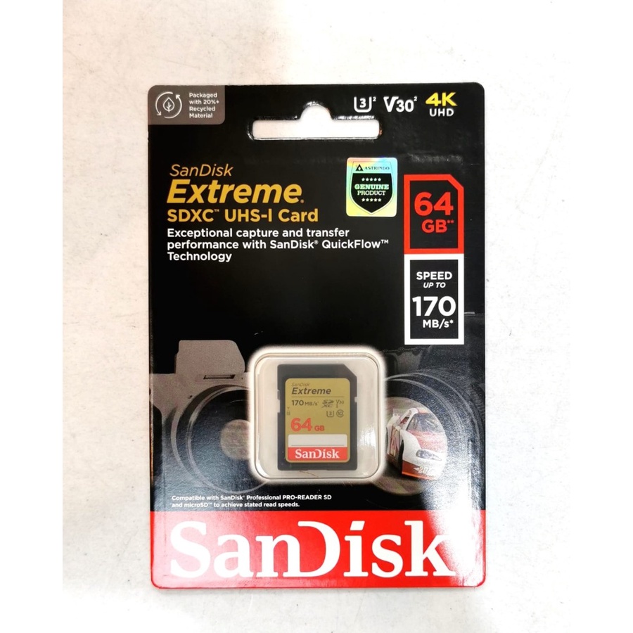 SanDisk Extreme SDXC / SD Card 64Gb 170MBps - Garansi Resmi