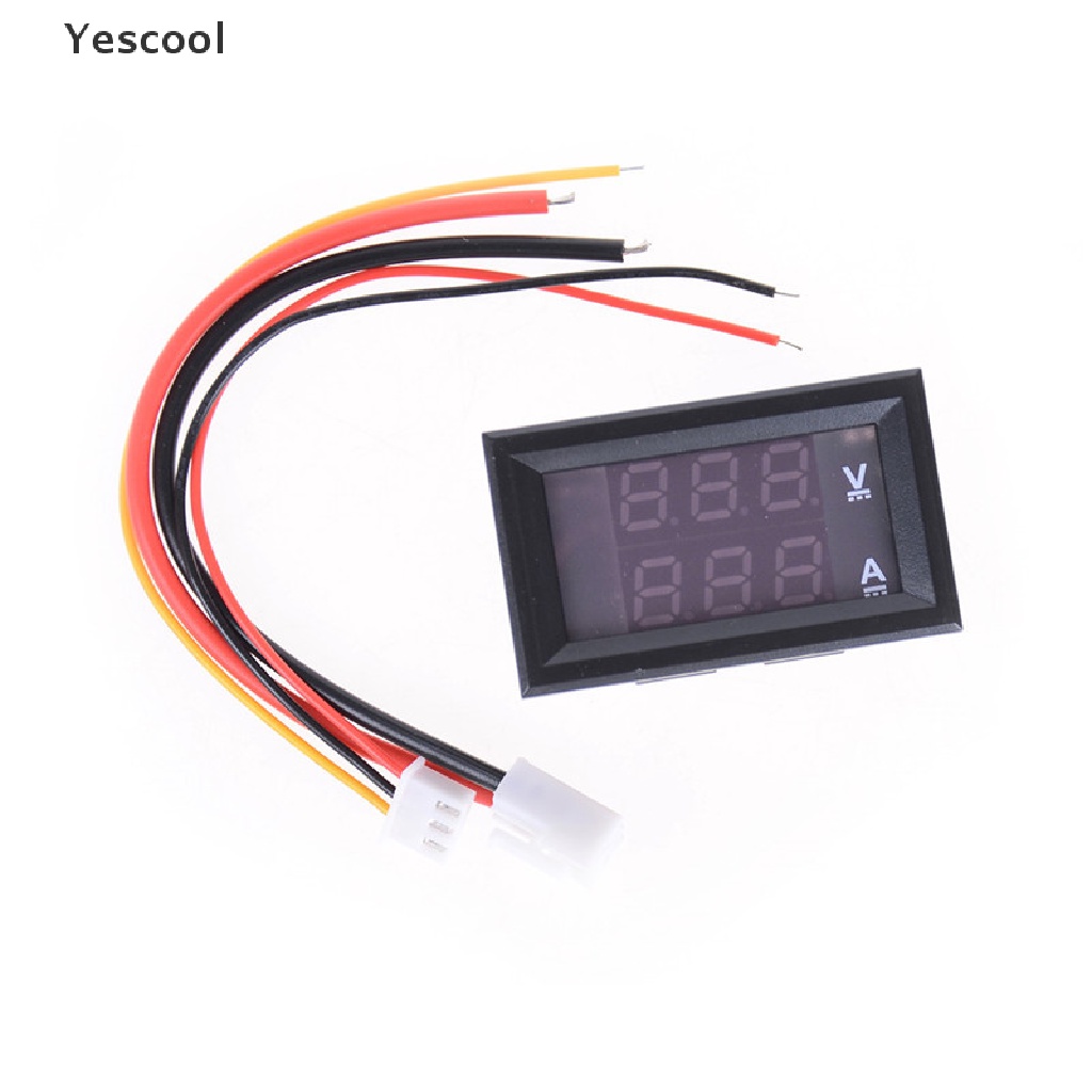 Yescool Voltmeter Digital LED Mini DC 0-100V Dengan 3 Kabel