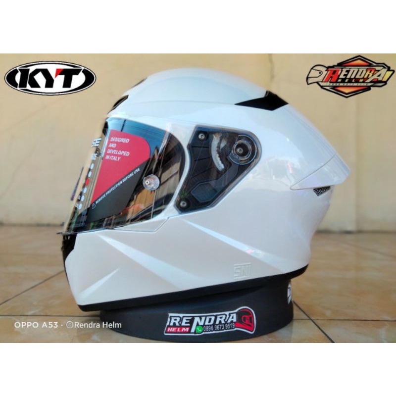 HELM KYT TT COURSE Motif/ Poloss. 100% Original. KYT TT C ( Ogkir Termurah 2 kg )-Solid White