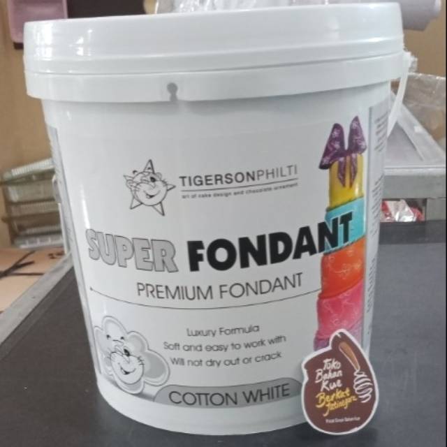 SUPER FONDANT WHITE  5 KG / PAIL ( REPACK) / ICING TIGERSON COTTON WHITE FONDAN GUMPASTE