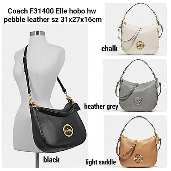 coach pebble leather elle hobo