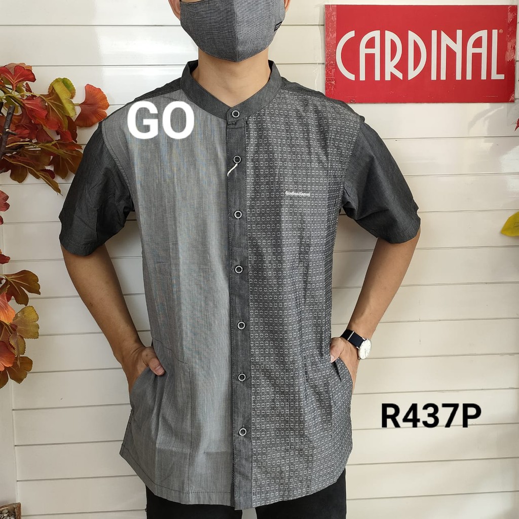 gof L CARDINAL KEMEJA KOKO Taqwa Pakaian Pria Original Baju Muslim Salur Lengan Pendek Kekinian