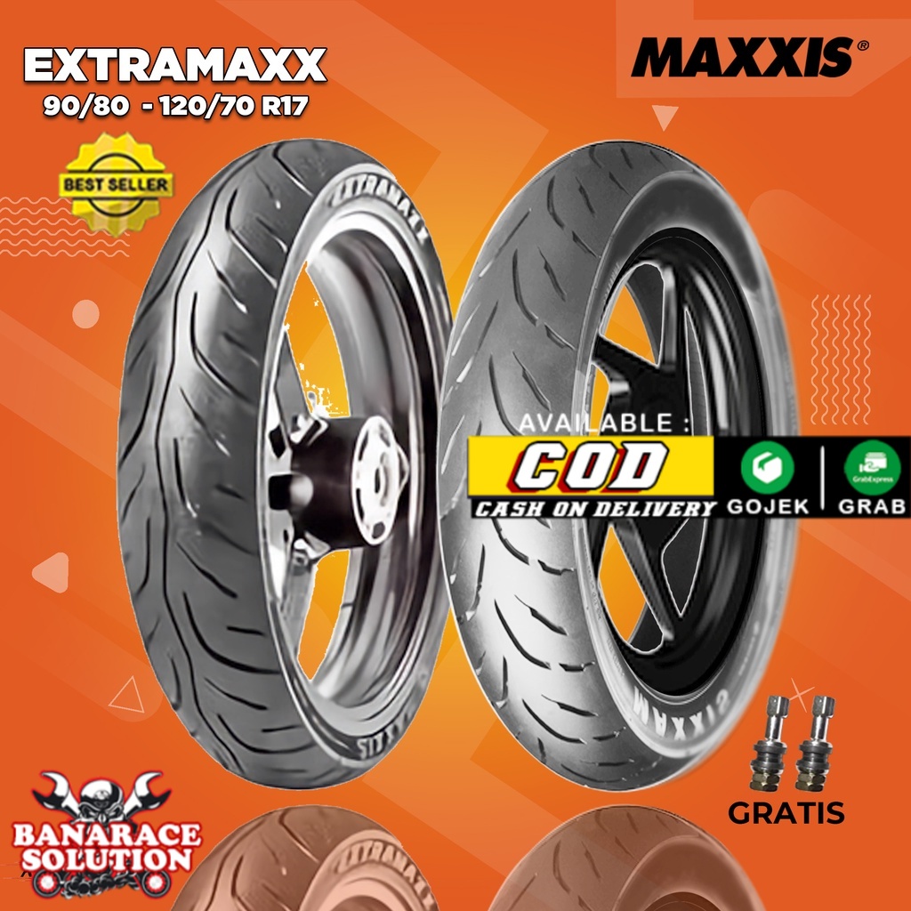 Paket Ban Motor Moge Tubles // MAXXIS EXTRAMAXX 90/80 - 120/70 Ring 17 Tubless // ban motor tubles ring 17