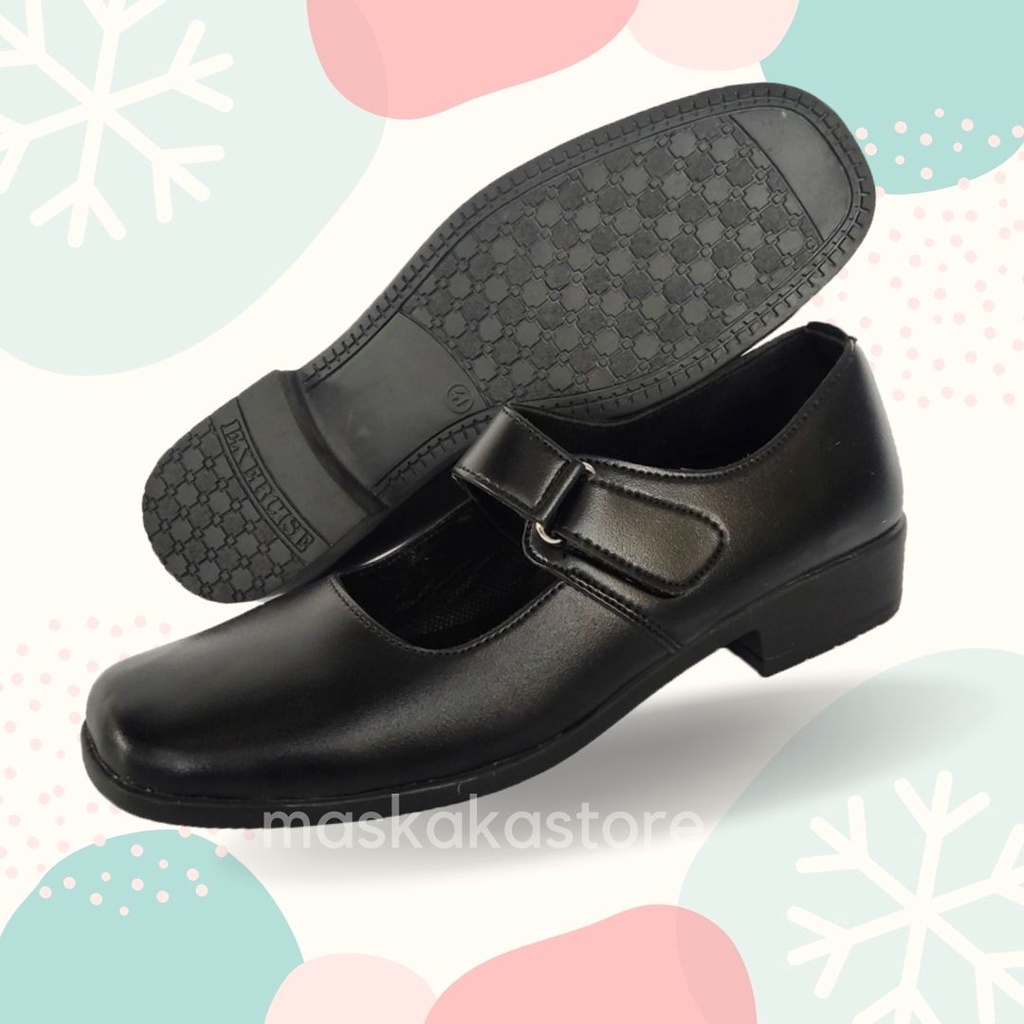 Sepatu pantofel wanita pantopel cewek fantofel paskibra warna hitam size 37 38 39 40 41