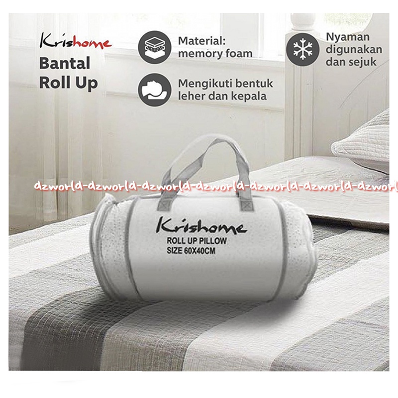 Krishome Roll Up Pillow Bantal Guling Memory Foam Kris Home RollUp 60x40cm Bahan Lunak lembut Bantall