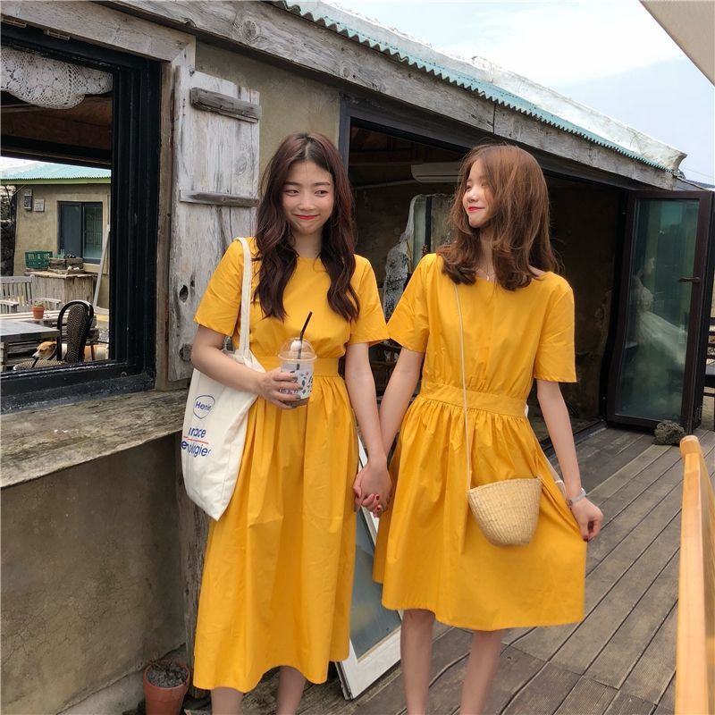 korean dress cute style casual long dress (Kf005)