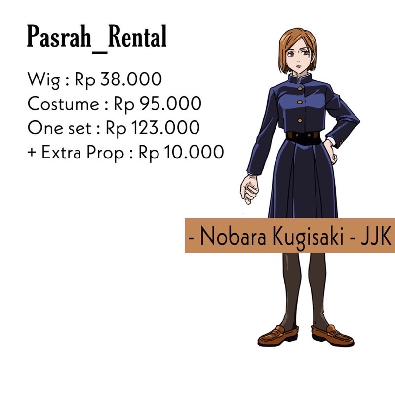 SEWA RENTAL KOSTUM / COSPLAY NOBARA JJK JUJUTSU KAISEN
