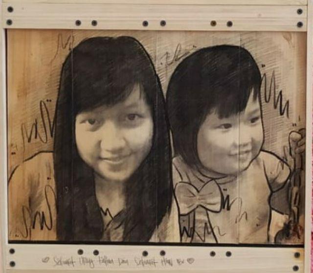 Lukisan Kayu - Landscape 47x42cm - Photo On Wood - Sketsa - Buatmekar