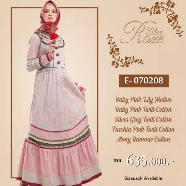 Gamis esme original kode E-070208 bloem roze