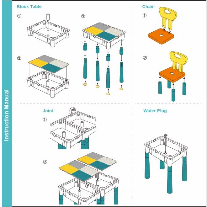 Meja Balok Multifungsi Sluban Bricks / Table for Playing Building Block