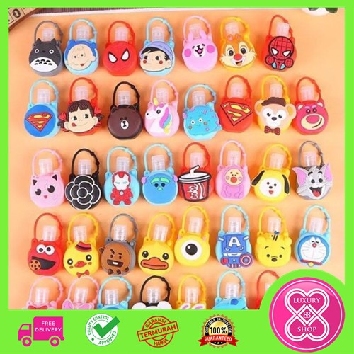 Botol Bulat Tanpa Isi/ Gantungan Handsanitizer Motif Karakter Lucu / Botol Silikon Lucu Bulat