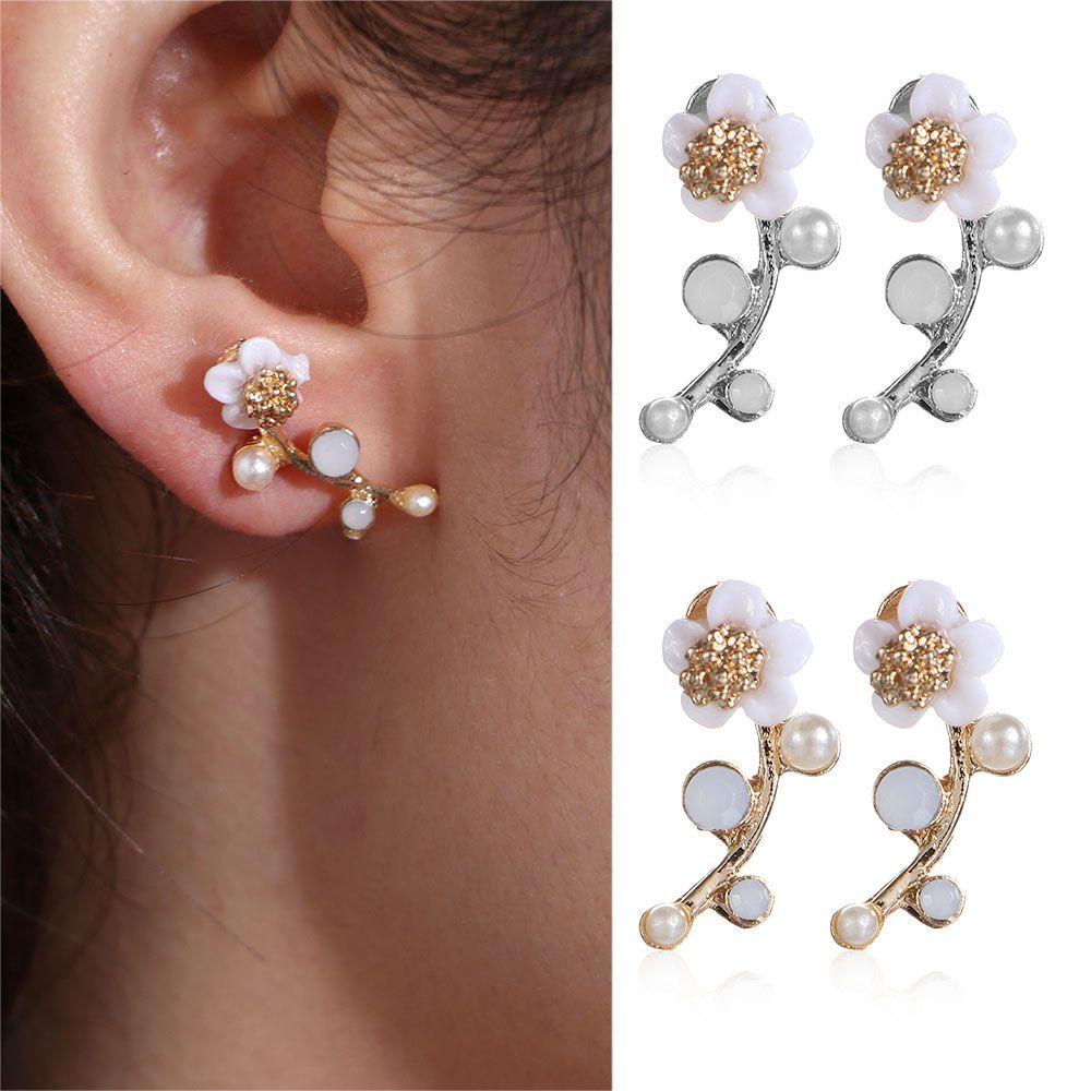 Lily Bunga Telinga Pejantan Elegan Fashion Perhiasan Pesta Wanita Gadis Sederhana Shell Stud Earrings