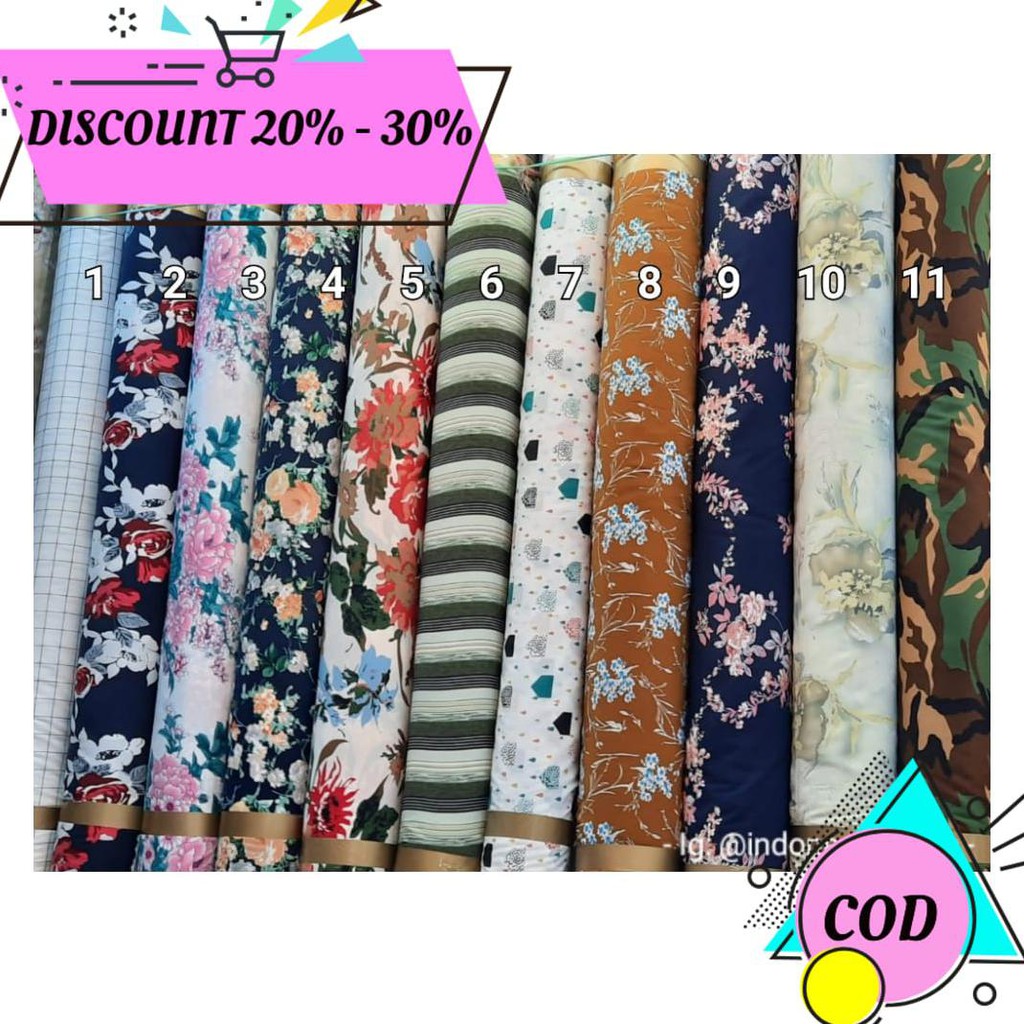 (BAYAR DITEMPAT) KAIN GAMIS KAIN HIJAB KAIN WOLFIS WOOLPEACH MOTIF READY STOCK ECER DAN GROSIR 6