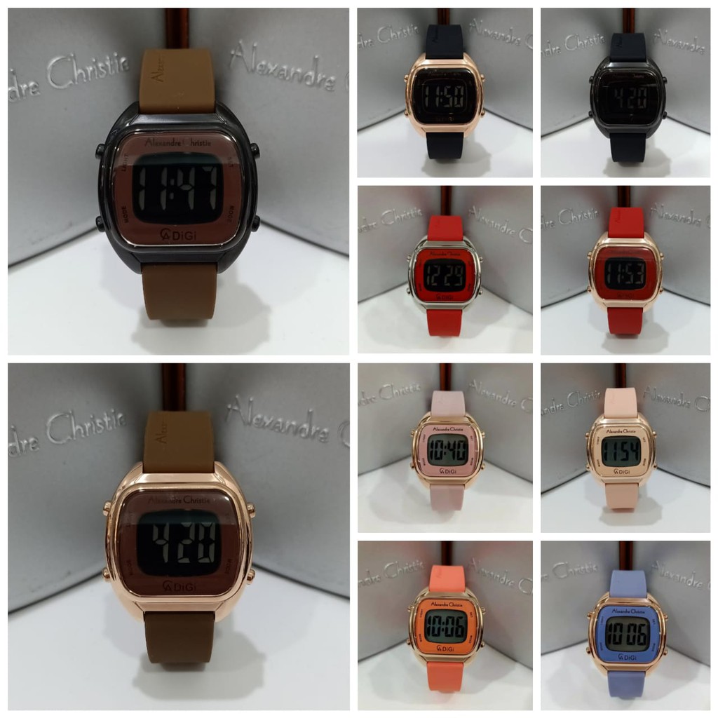Jam Wanita Digital Alexandre Christie AC9335 AC 9335 Rubber Original Garansi Resmi Alexander Christi