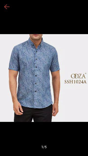 Odza Batik Pria Slim Fit Lengan Pendek Big Size Katun Kemeja Sogan Solo Pekalongan