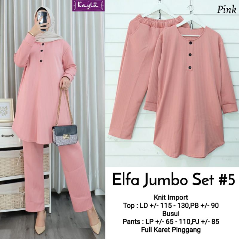 ELFA JUMBO SET 5 / SETELAN KNIT IMPORT [CELANA FULL KARET PINGGANG] BY KAYLA SOLO