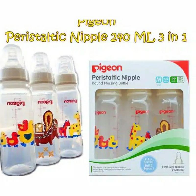 Promo Pigeon Botol Susu Standar Peristaltik Nipple 240 ml Paket Hemat