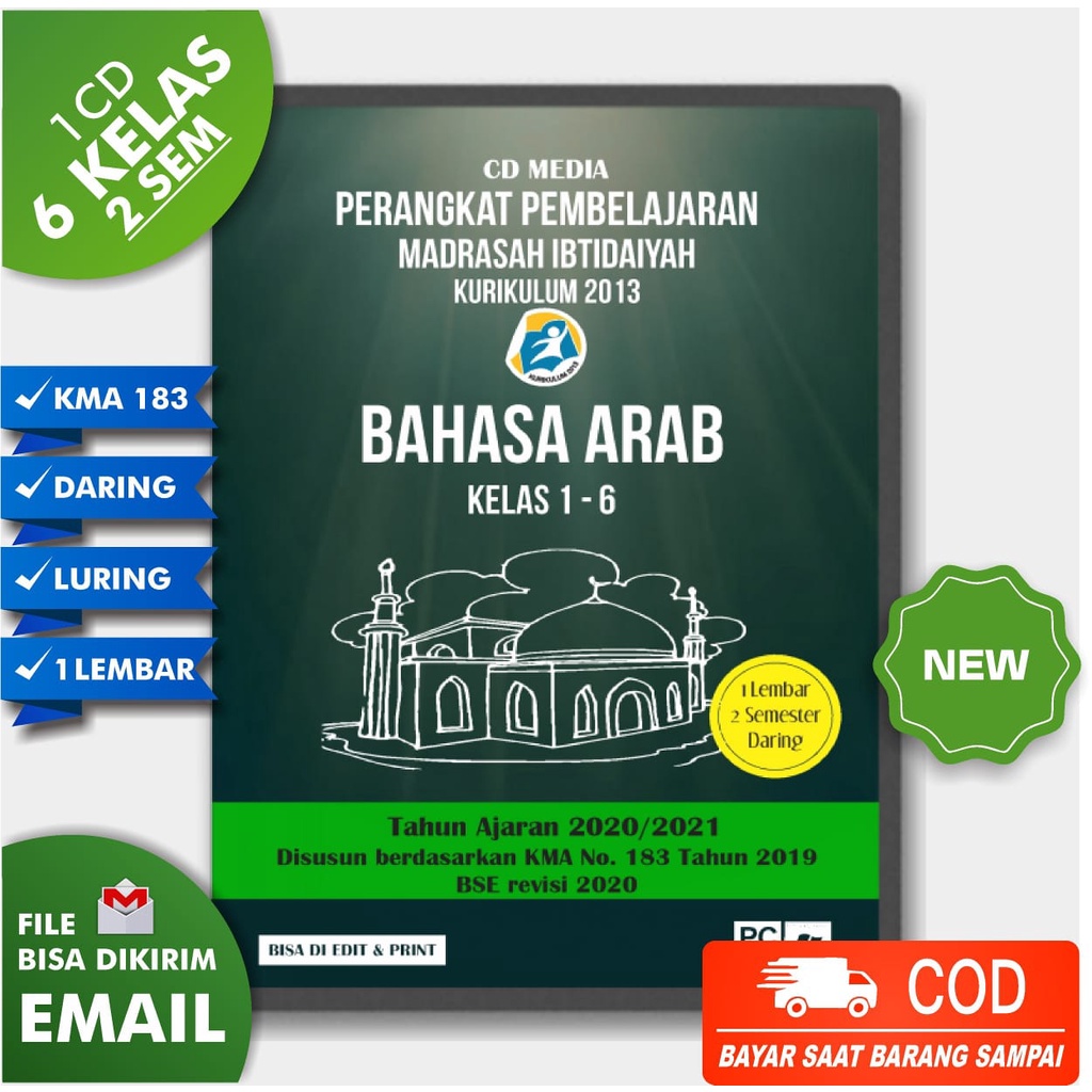CD RPP MI BAHASA ARAB KELAS 1-6 KMA 183, 184 (1 LEMBAR DARING DAN LURING) K13 TH. 21/22