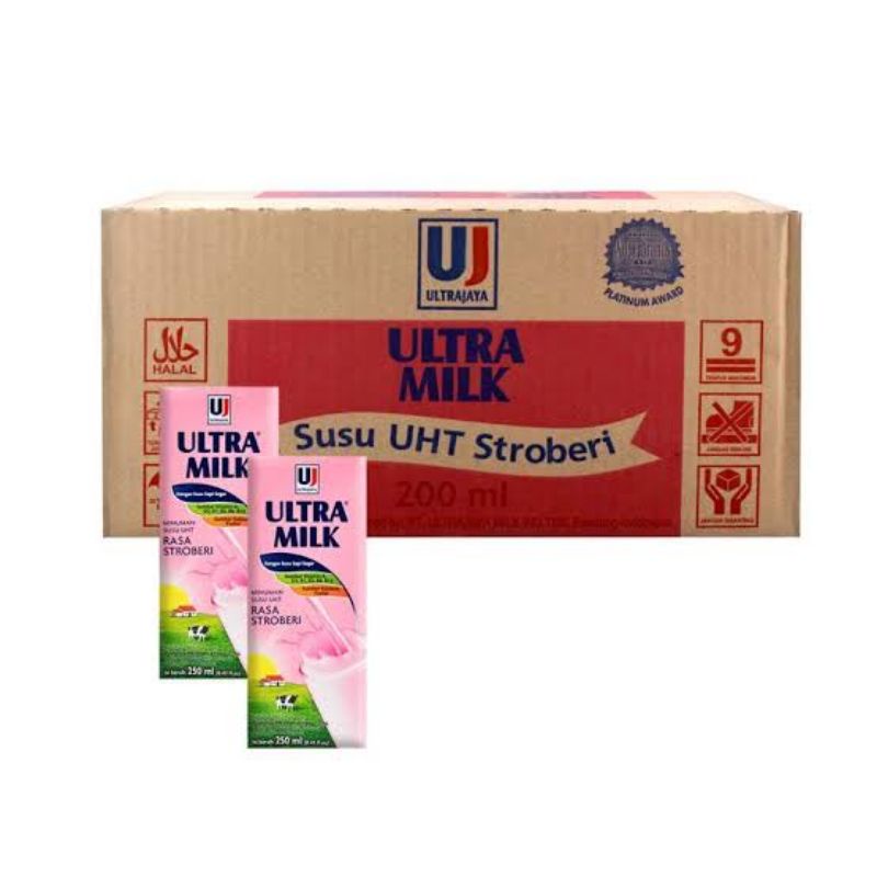 

ULTRA MILK STRAWBERRY 250mL KARTON Isi 24pcs
