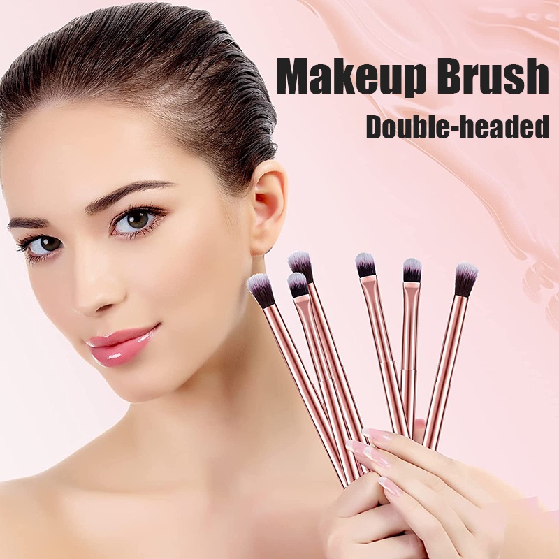 1pc Brush Makeup Multifungsi Kepala Ganda Untuk Eyeshadow Eyebrow Smudging