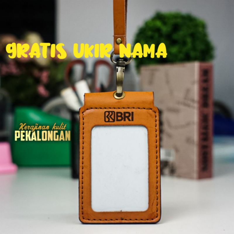 

id card holder / name tag kulit custom bisa pesan nama sendiri