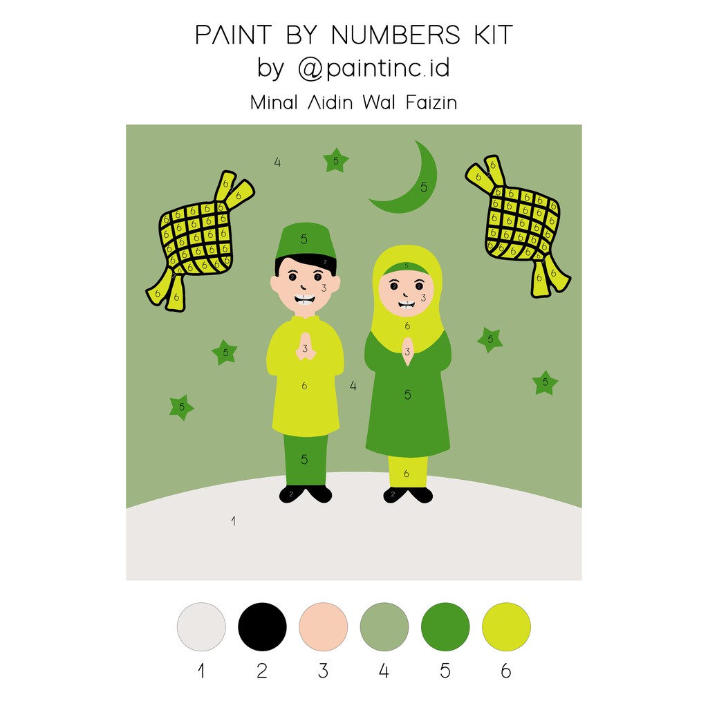 

Paint by Numbers Kit: Minal Aidin Wal Faizin | Paint Inc. ID | Painting Kit | Gifts | Lebaran