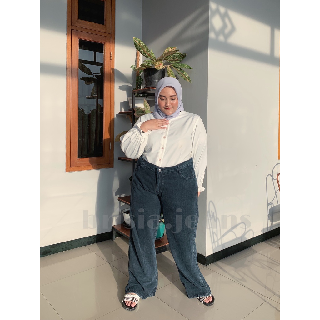 BRISIA JEANS - WENDY Boyfriend Jeans JUMBO - Snow Black - Black Size 34-38 / Loose Jeans BIGSIZE