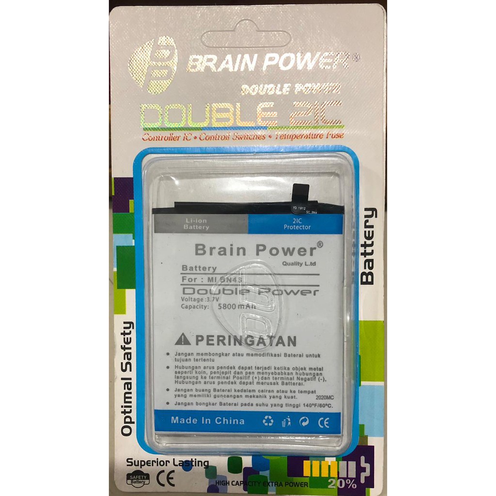 Batre Xiaomi BN43 Double Power 2ic , Battery Xiaomi Redmi Note 4X BN43 BRAIN POWER Baterai