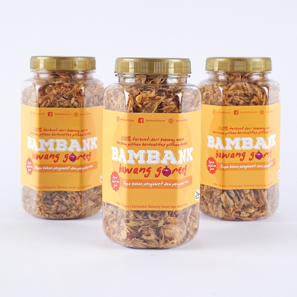 

Bawang Goreng Mas Bambank - Paket 750 Gram ( Isi 3 Botol size 250Gr )