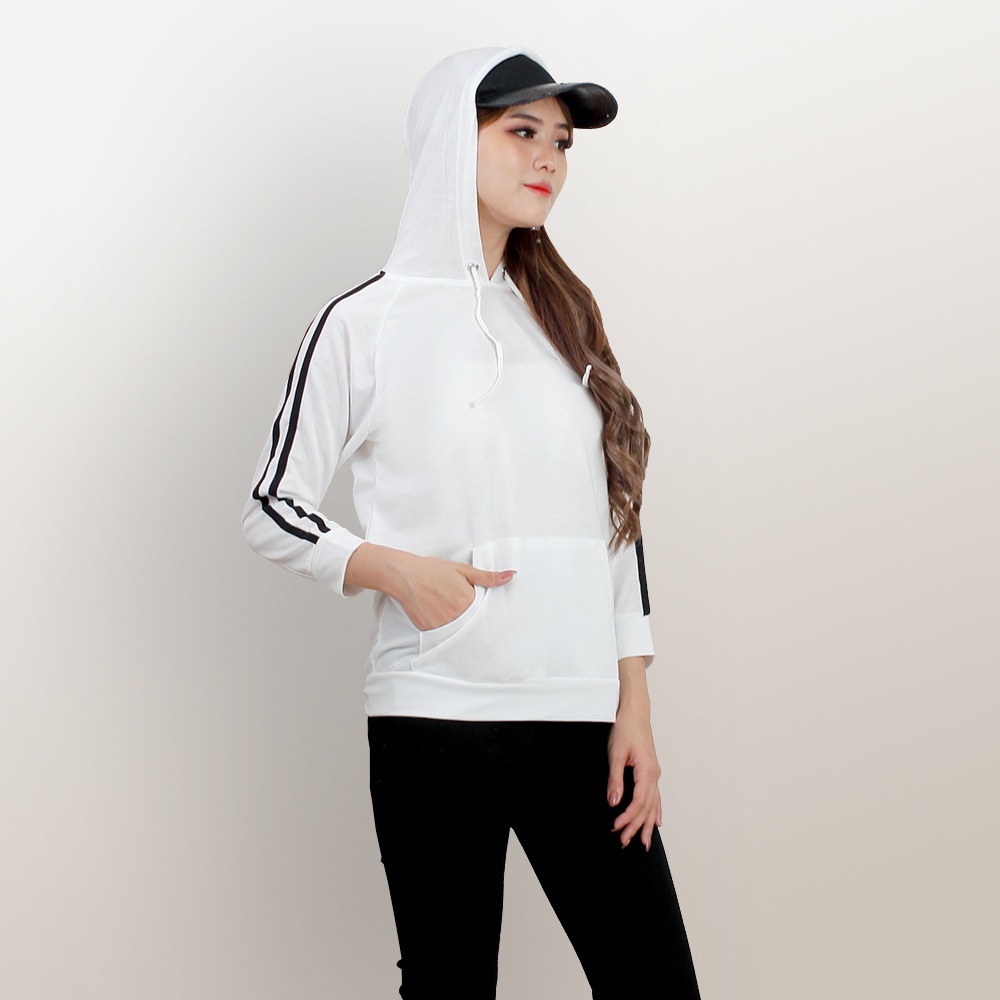 Sweater hoodie wanita Gaya Jumper Korea variasi list di tangan model terbaru - XSHOP Afshin