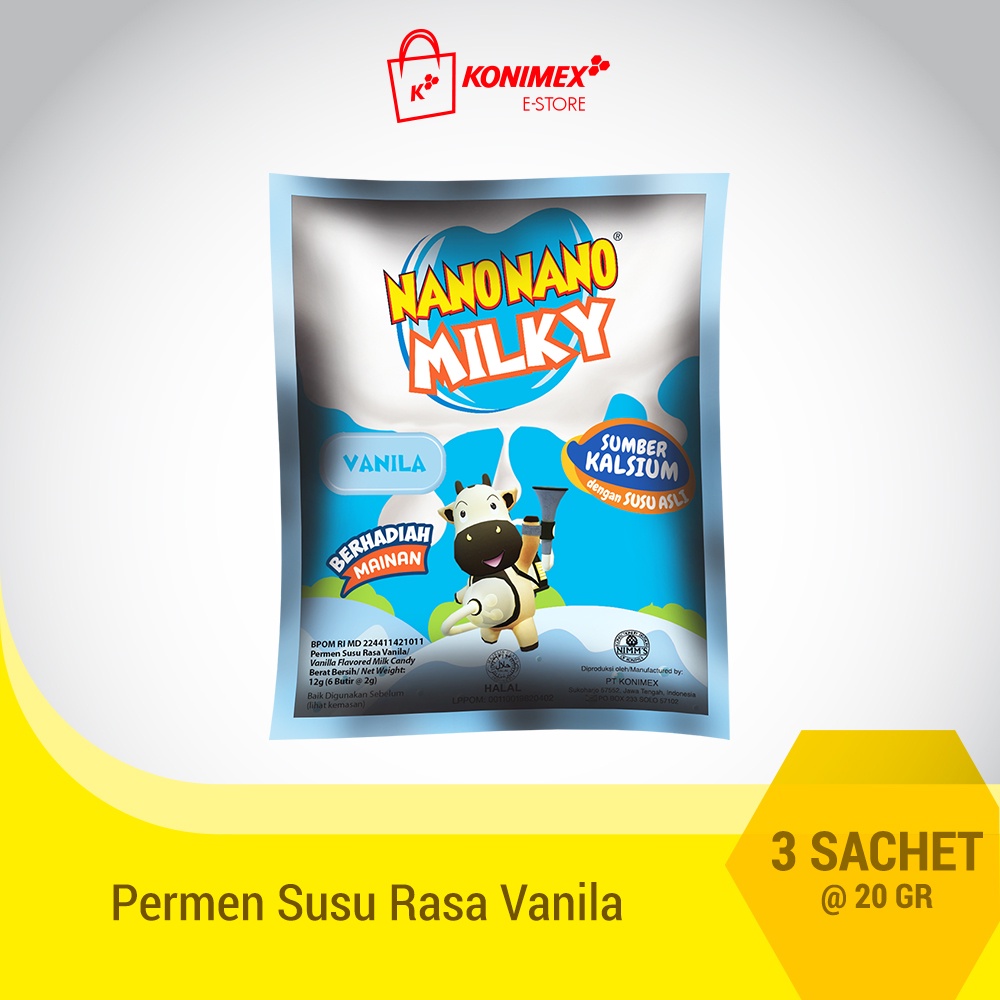 

Nano Nano Milky Permen Susu Anak - 3 sachet rasa Vanila Kaya Kalsium