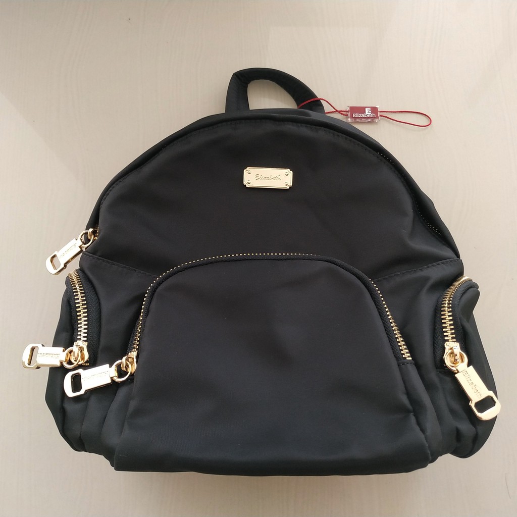 Elizabeth Women Backpack Stylish Branded Bag Black Gold / Tas Ransel Mini Wanita Warna Hitam Emas