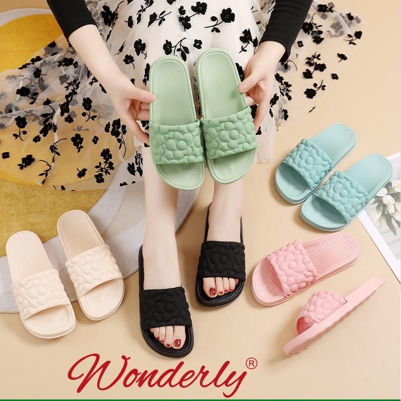 V202-A38 [WONDERLY] Sendal Selop Karet Wanita Wonderly Sandal Slop Cewek Sandal Motif Bunga Sandal Bunga Sandal Fluffy / Sendal Selop Karet Wanita Wonderly /Sandal Slop Cewek / Sendal Selop Wanita / Sandal Slides Wanita / Sendal Teplek Wanita