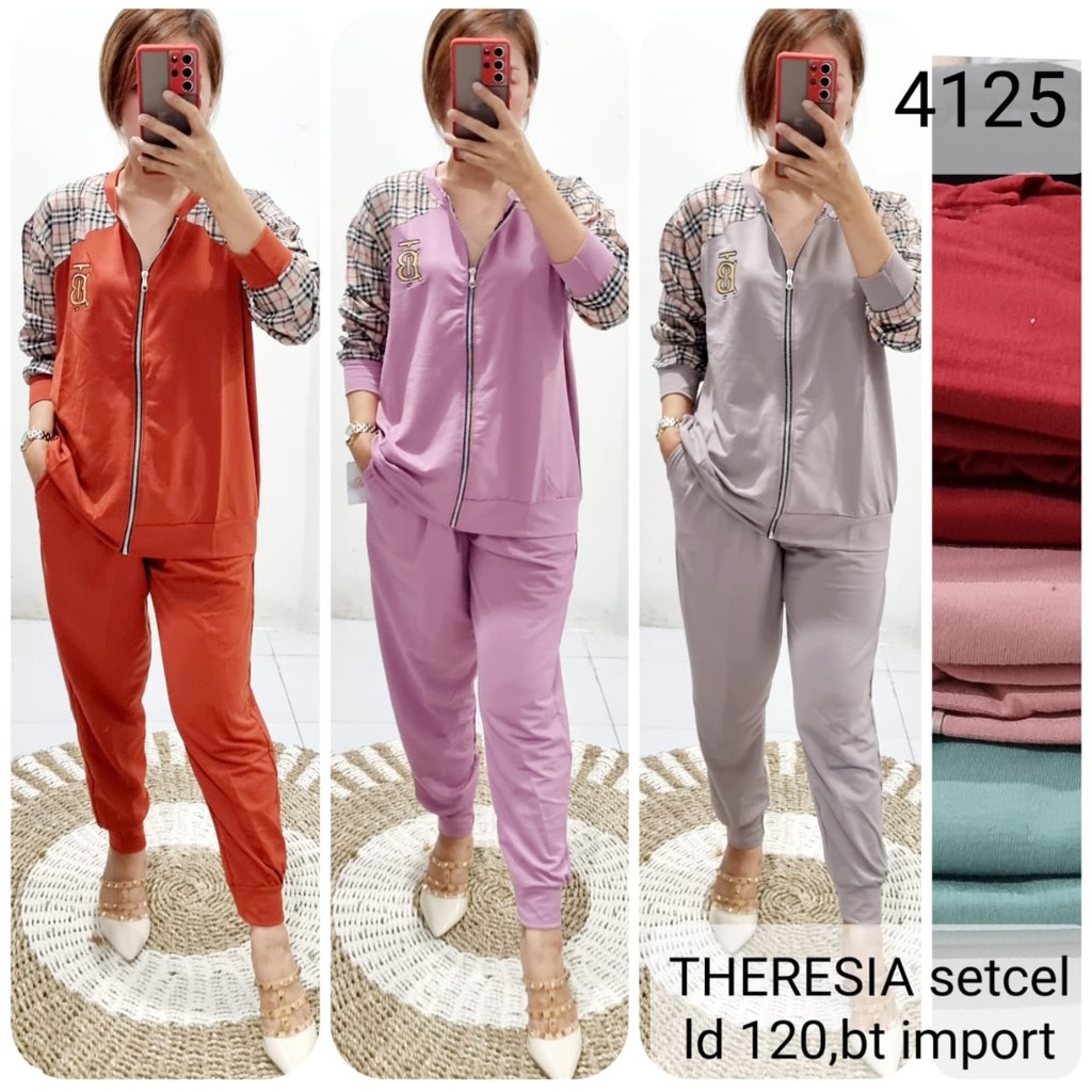 Setcel Jaket Jumbo Theresia LD 120 Motif Bur*berry 4125