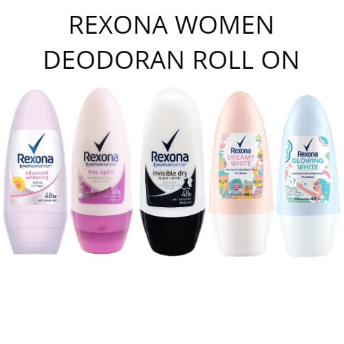 Rexona Deodoran Deo Roll On Advanced Whitening / Free Spirit / Invisible Dry 45ml Glowing Dreamy / Glowing White Free Vaseline Healthy Serum Soft Glow 15ml