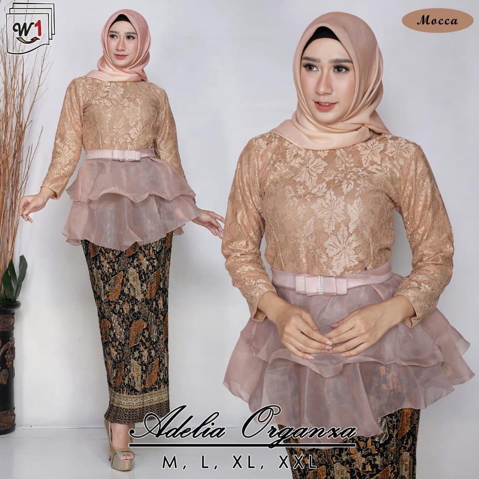 Setelan Kebaya Brokat Organza New Putih