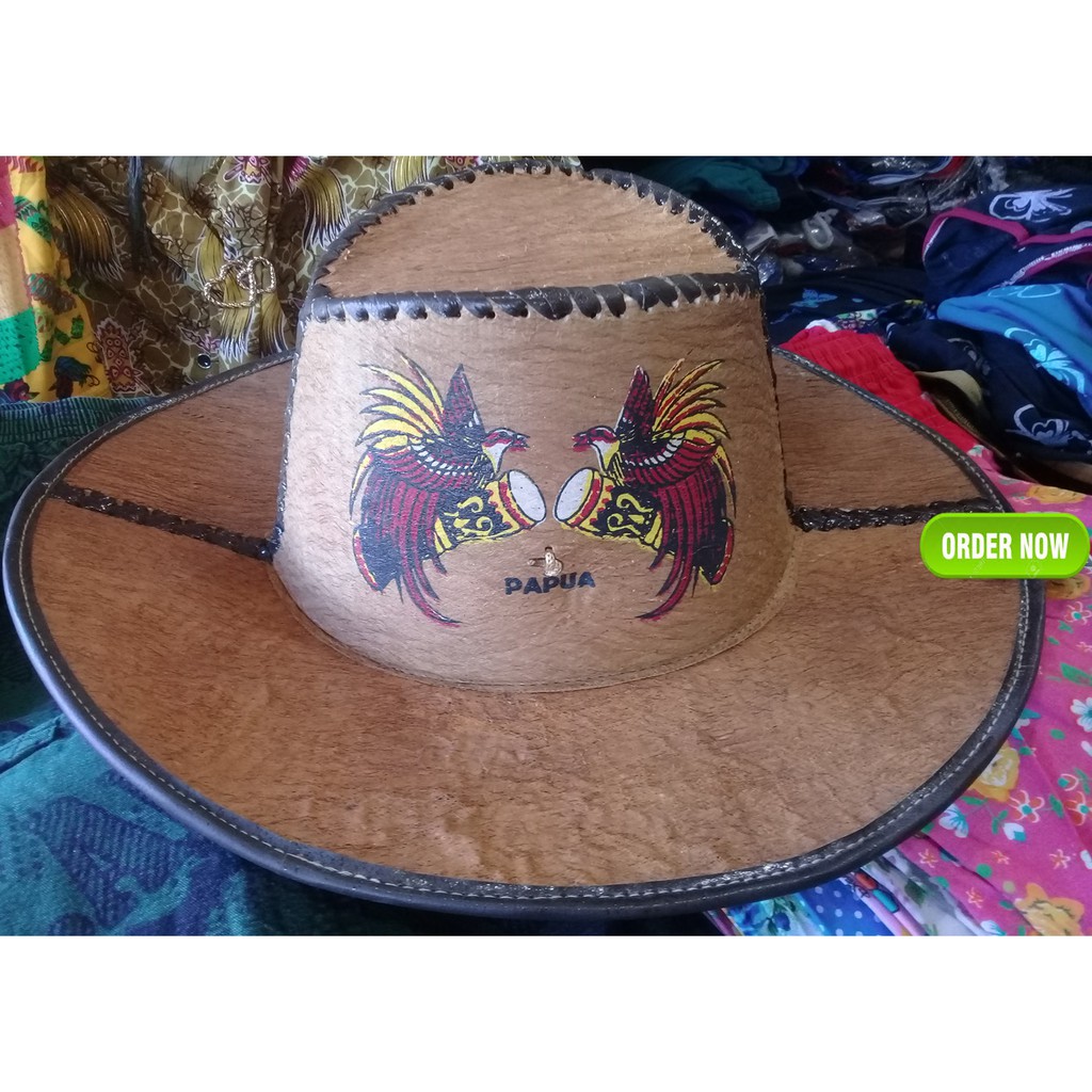 Topi Bulat Kulit Kayu Motif Papua Terbaru Untuk Pria Wanita Bisa COD