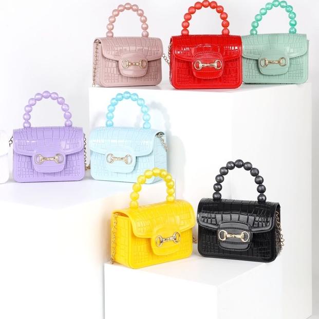 ❂ TAS JELLY MINI PEARL CROCO MAGNET | TAS JELLY MINI BOY FASHION WANITA SIZE MINI MOTIF KEY ❁