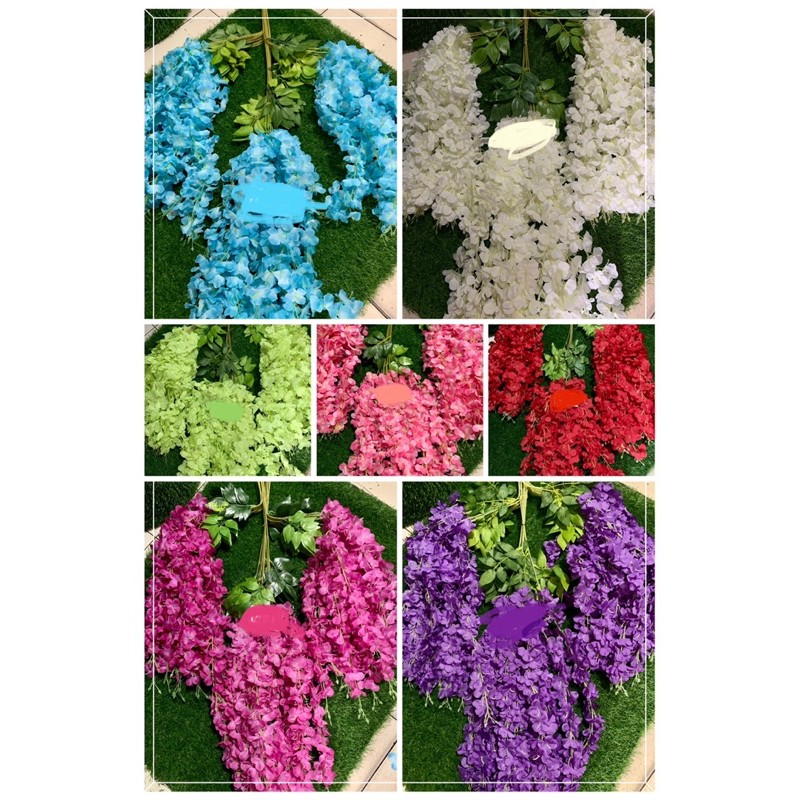 Daun wisteria jumbo / Daun dekorasi / Daun pelaminan / Hiasan / lusinan
