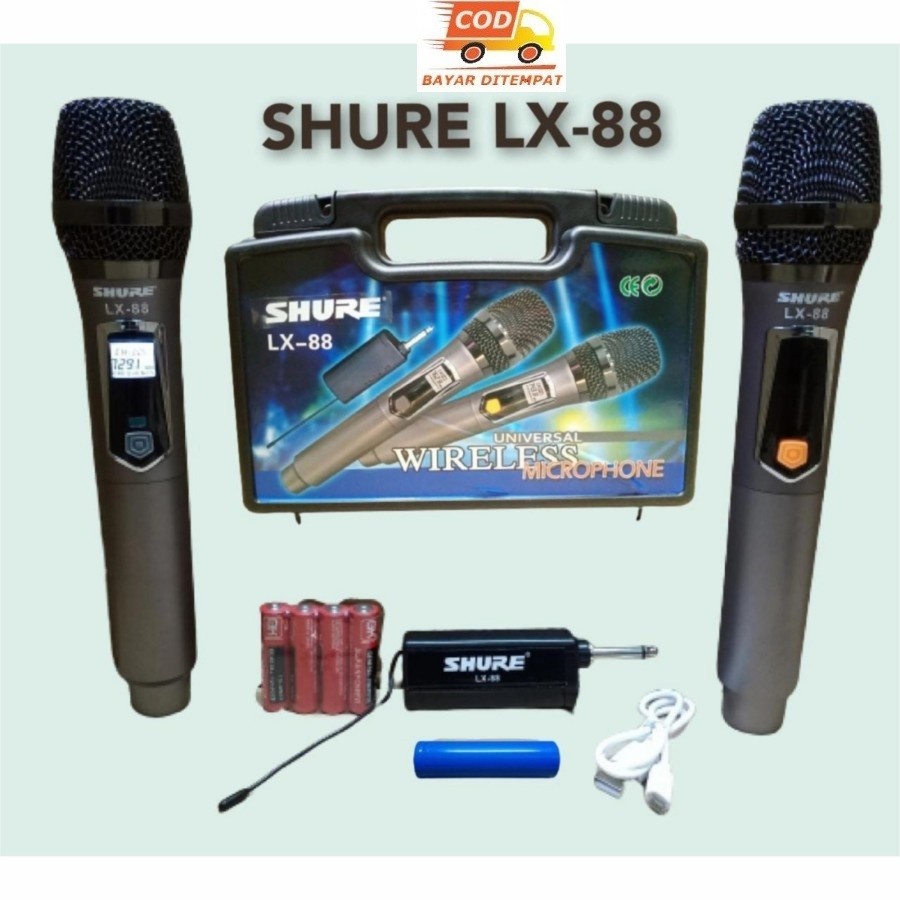 Mic Shure LX-88 UHF Microphone Double Wireless Digital Chargher